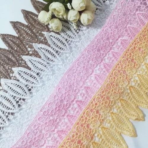 1Yards Embroidery Flower Applique Lace Fabric Cotton Ribbon 9cm Lace Collar Guipure Laces For Sewing Clothes Material Trim LW10