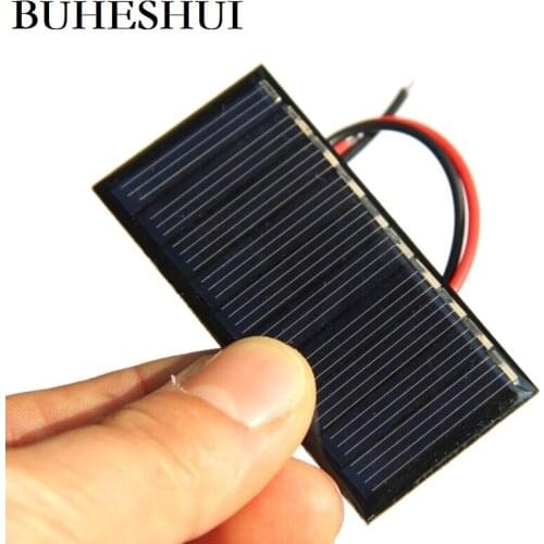 BUHESHUI 5V 50MA Solar Cell Module+Wire Polycrystalline DIY Solar Panel Charger For 3.7v Battery Toy 60*30MM Study Kits 10pcs