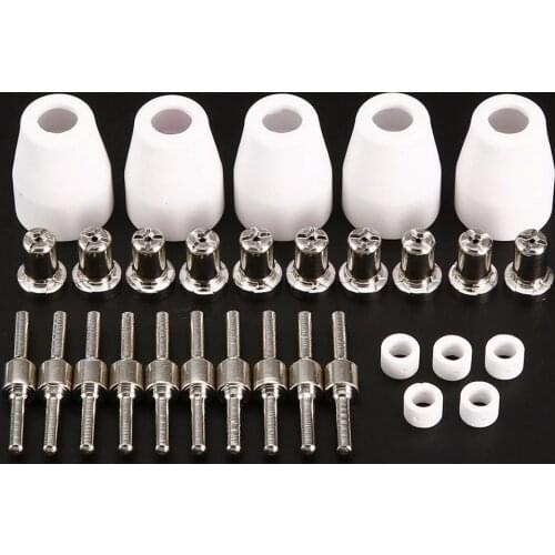 30pcs LG-40 PT-31 Plasma Cutter Torch Consumables Extended Nickel-Plated Electrodes Nozzles For CUT40 312 Plasma Cutting Machine