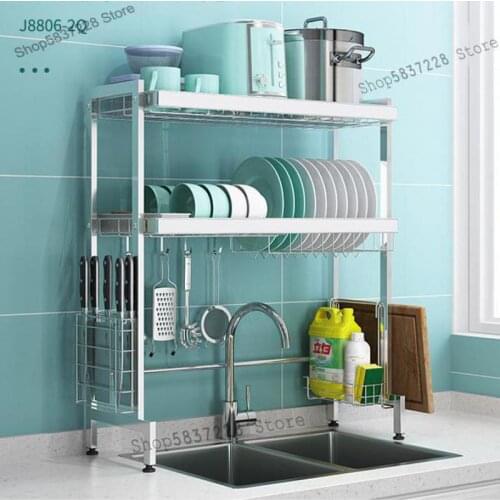 304 stainless steel kitchen shelf drains the dish rack above the sink to dry the dishes in the sink