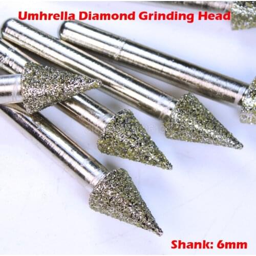 46 Grit Coarse Sand Shank Diamond Mounted Point Grinding Head Stone Jade Polishing Engraving Heads Drill Burrs Bit Rotary Tool