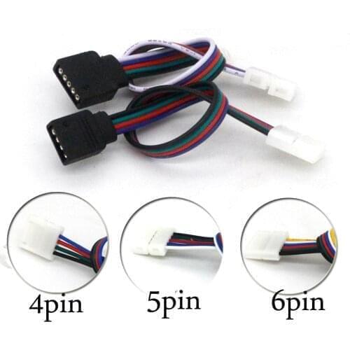 5pcs 5050 3528 RGB RGBW RGB+CCT 4pin 5pin 6pin LED Strip connectors Wire Female Cable Strip to Power Adaptor 10mm 12mm connector