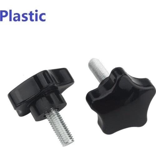 5PCS M6 M8 M10 Thread Plasticc Star Shaped Head Thread Carbon Steel Clamping Screw Bolt Knob