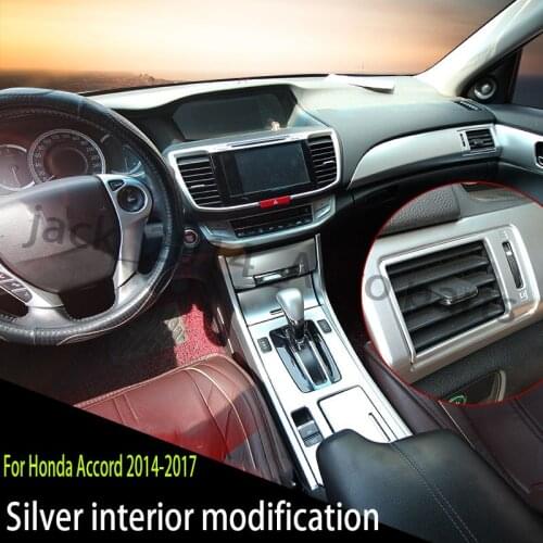 ABS Silver Car modification Interior Window Lift Panel cover trim Central control strip for Honda Accord 9th 2014 2015 2016 2017