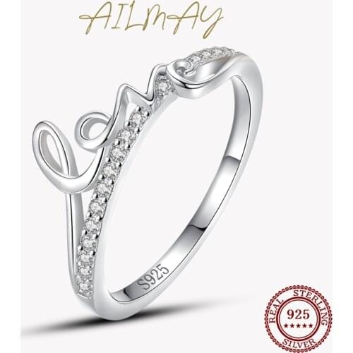 Ailmay Hot Sale Top Quality Real 925 Sterling Clear Zircon Love Romantic For Women Fine Jewelry Valentines Day GIFT 2021