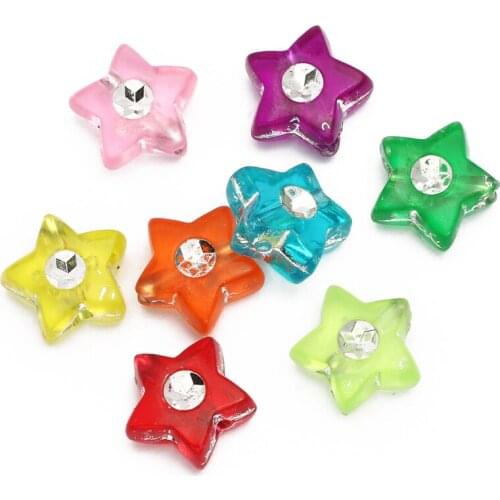 100pcs 9mm Mixed Color Star Shape Acrylic Beads Charms Loose Spacer Beads For Jewelry Making Diy Handmade Bracelet Necklace