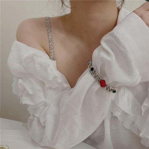 AOMU 2021 Korean Retro Geometric Round Hollow Chian Colorful Crystal Metal Bracelet for Women Girl Party Jewelry Gifts