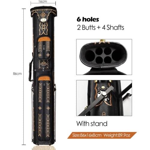 Billiard Pool Cue Case 6 Holes( 2 Butt & 4 Shafts) 8 Holes (3 Butt & 5 Shafts)large Capacity Carrying Case Embroidery Bag