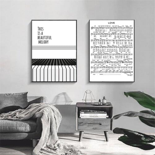 Canvas Painting Black and White Piano Sheet Music Wall Art Nordic Style Pictures for Living Room Home Decor Posters and Printes