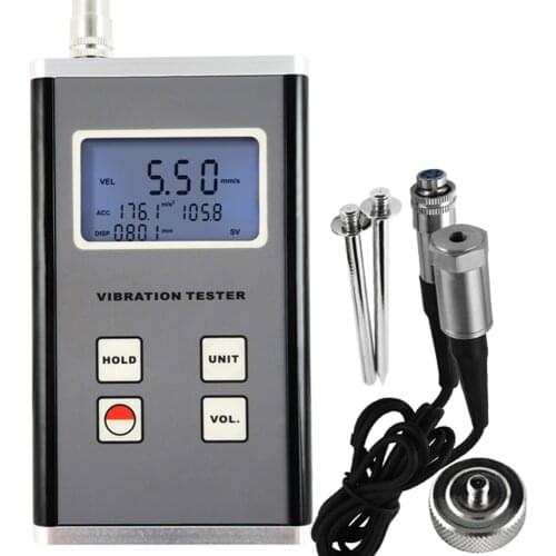 Digital 10Hz~10kHz Range Vibration Meter Piezoelectric Transducer Sensor Displacement Velocity Acceleration Tester