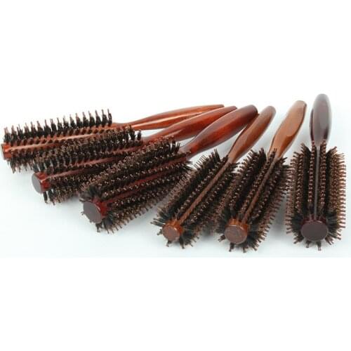 Wood Round Hair Curly Comb With Ball Tip Anti Static Natural Styling Hair Brush Barber Tool Wood Round Comb
