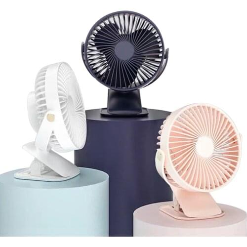 DMWD Rechargeable mini cooling portable fan USB car mute clip fan 3 speed adjustable office dormitory desktop 4000mAh battery