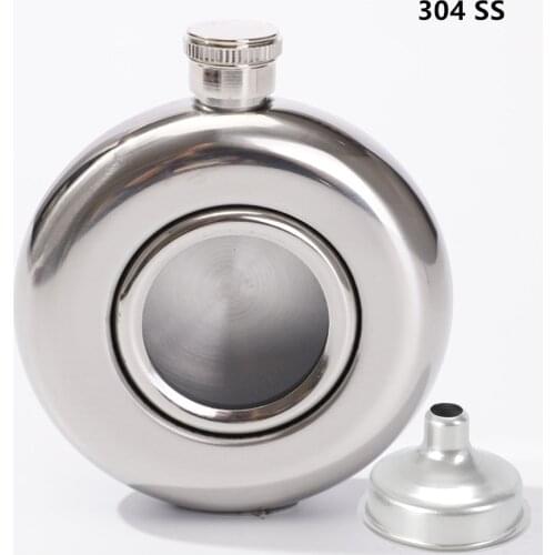 20pcs/lot 5oz Hip Flask 150ml Whisky Pocket PP Window Bottle 304 Stainless Steel Premium Cup Wine Mug Free Funnel Kettle Round