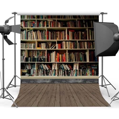 MOCSICKABook Cabinet Background for Photography Wood Floor Photo Backdrop for Booth Studio Shoot Y-470