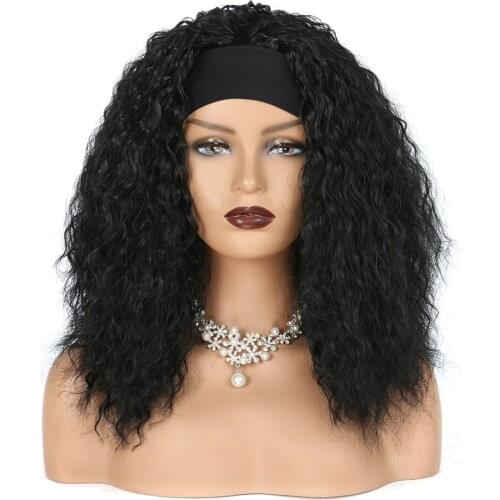 AZQUEEN Water Wave Synthetic Wigs Headband Natural Fake Hair For Black Women Cosplay Daily Use Heat Resistant Dark/Brown