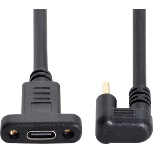 Cablecc USB-C USB 3.1 Type C 180 Degree U Shape Back Angled Male to Female Extension Data Cable 30cm