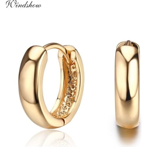 Yellow Gold Color Round Loop Circles Huggies Small Hoops Earrings For Women Girls Men Jewelry Pendientes Aros Aretes Ohrringe