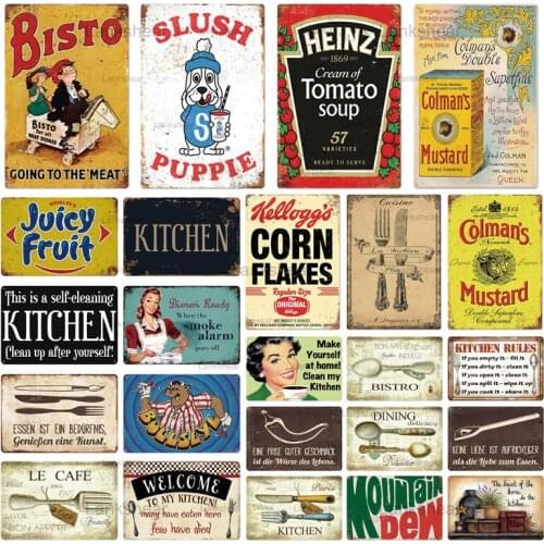 Lankshear Kitchen Tin Sign Vintage Food Plate Iron Plate Painting Plaque Restaurant Pub Bar Kitchen Dinning Room Wall Decoration