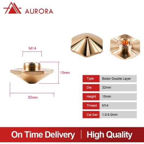 Bodor Laser Nozzles Single Layer/Double Layers D32 H15 M14 Caliber 0.8 - 4.0mm for Bodor Fiber Laser Cutting Head