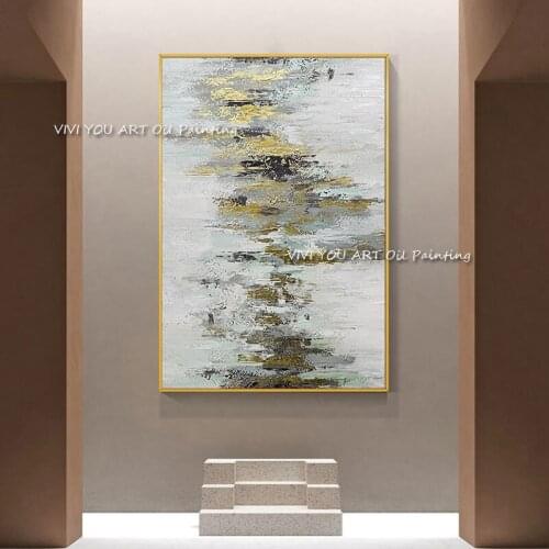 The Hot Sales Foil Handmade Oil Paintings on Canvas Abstract Palette Shadow White Gray Black Wall Picture for Living Room Decor