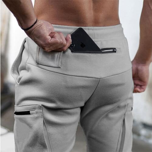 Mens jogging pocket design sweatpants New cotton camouflage mens fitness multi-pocket jogging pants fashion training suit