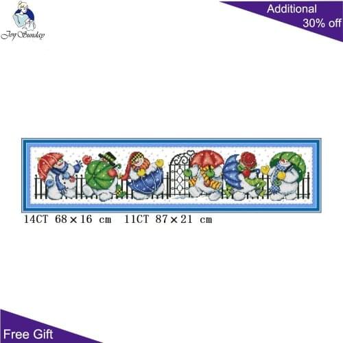 Joy Sunday Snowman And Umbrella Embroidery Home Decor KB056 14CT 11CT Counted and Stamped Christmas Snowman Cross Stitch Kits