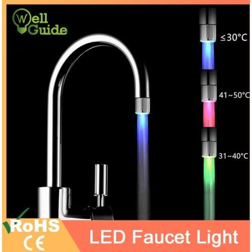 LED Faucet Light Temperature Sensor RGB Glow Shower Water Shower Head Stream Sink Tap Torneira Bathroom Kitchen Accessories