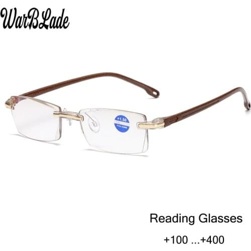 Reading Glasses Anti-Blu-Ray Presbyopic Eyeglasses Women Men Comfy Ultra-light Rimless Eyewear +1.0 +1.5 +2.0 +2.5 +3.0 +3.5+4.0