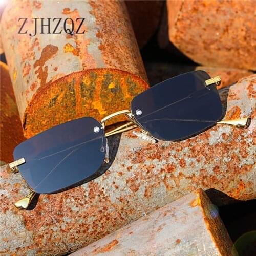 Womens Fashion Classic Gradient Sunglasses Mens Driving Golf Rectangle Rimless Ultralight Frame Outdoor Sports Pilot Sun Glasses