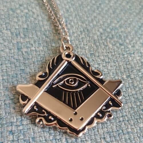 All Seeing Eye Square and Compass Masonic Necklace