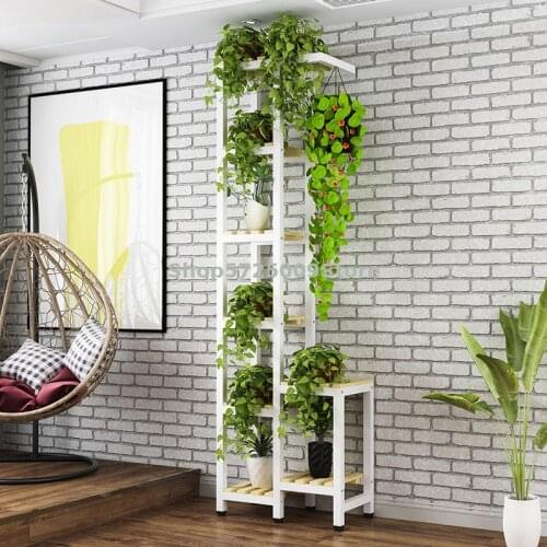 Flower stand wrought iron floor indoor space-saving shelf green radish flower shelf flower pot stand living room balcony corner