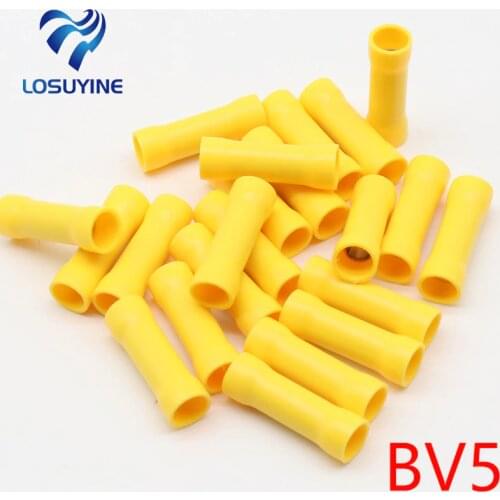 BV5 BV5.5 Full Insulating Wire Connector wire connector 50PCS/Pack Butt Connectors Crimp Electrical Wire Splice Terminal BV