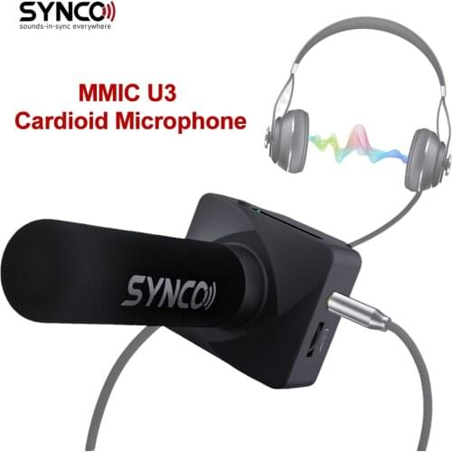 SYNCO MMIC U3 Professional Microphone Cardioid Microphone for Phone Smartphone Audio With Real Time Monitoring On Camera MIC