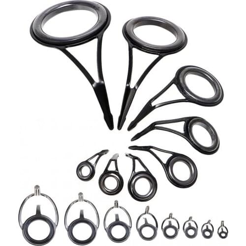 8 Pcs/Set Fishing Rod Guides Tip Fish 5-18mm Dia & 8 Pcs Fishing Rod Guide Oval Fishing Rod Eyes Guides Line Rings Pole