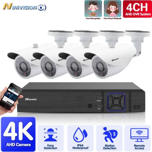 H.265 4CH 4K DVR CCTV System 8.0MP AHD Security Cameras IR Outdoor Alarm System IP66 Video Surveillance kit Motion Detection P2P