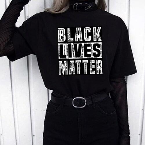 Sunfiz YF 2020 Fashion BLACK LIVES MATTER Printed Round Neck Short Sleeve Loose Woman T Shirts Tops Ladies Tshirts Tee