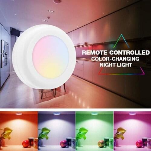 Cabinet Light Wireless Remote Controlled Color-Changing Night Light RGB LED Under Cabinet Light Holiday Party Kitchen Wall Lamp