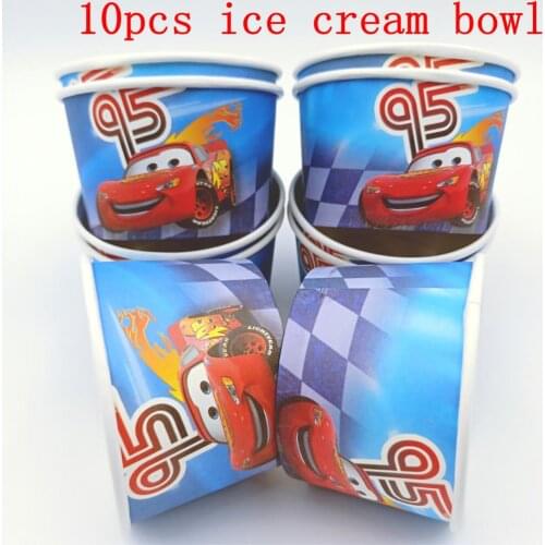 10pcs/lot Disney Lightning Mcqueen Theme Ice Cream Cups Baby Shower Party Supplies Ice Cream Bowl Kids Birthday Party Decoration