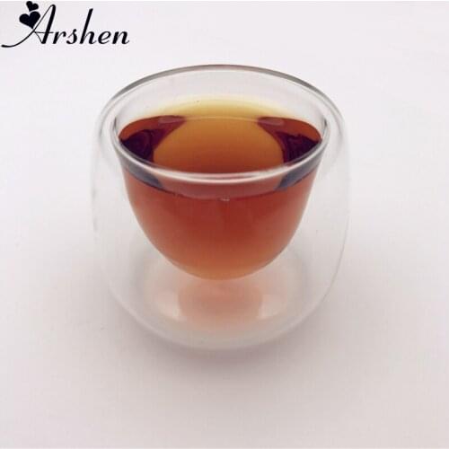 Arshen Fangle 80ml Double Wall Handmade Heat Resistant Tea Drink Cups Clear Healthy Drink Coffee Cups Insulated Gift