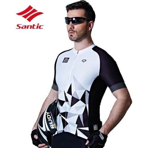 Santic Cycling Jersey Men Short Sleeve Breathable Bicycle Jersey Bike Top Shirt Clothes Ropa Maillot Ciclismo Riding Downhill