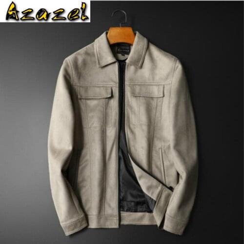Spring and Autumn New Fashion mens Lapel suede jacket Masculino Casual jackets Outerwear solid color Men slim clothes top
