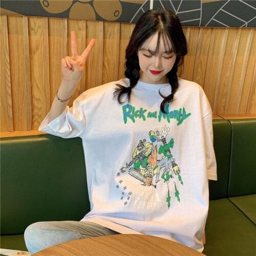 Harajuku vintage aesthetic gothic graphic punk clothes Game print Womens t-shirts korean cotton Black Oversize dropshipping Top