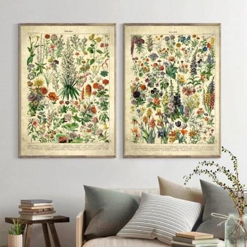 Wall Art Abstract Vintage Botanical Flowers Posters Prints Plants Picture Nordic Canvas Paintings for Living Bedroom Decoration
