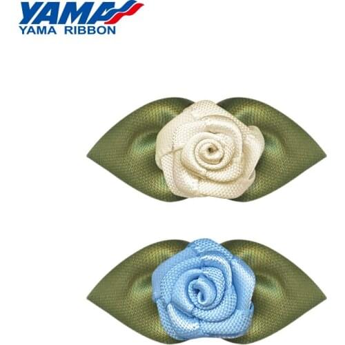 YAMA Foliage Rose Flower Diameter 15mm±3mm Leaf 32mm±3mm 200pcs/bag Satin Ribbon Wedding DIY Decoration
