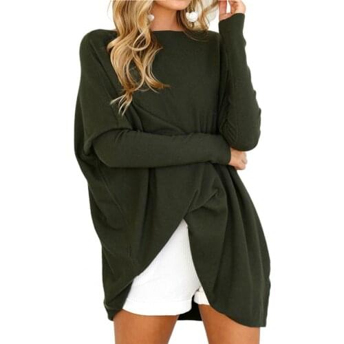 New Autumn Women T-Shirts Solid Color Spring Long Sleeve Casual T Shirts Plus Size O Neck Loose Long Type Pullover Streetwear