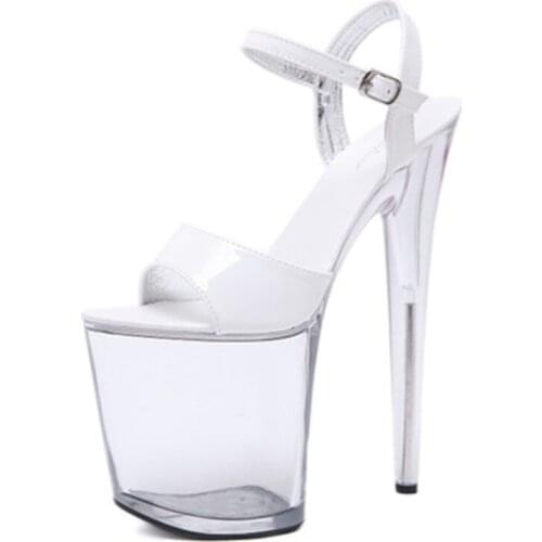 20cm super high heels with fish snout, thin heels with cross-strap sandals for women nightclub sexy stage model sandals