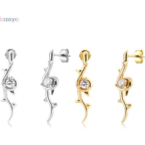 Lozoya 925 Sterling Silver Gold Truck Stud Punk Party Earring Women Long Line Slim Ting Wedding Rock Piercing Pendiente Jewels