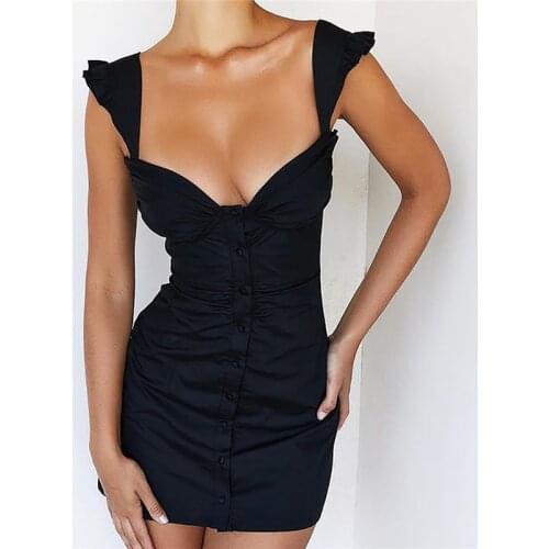 Women Sexy Ruched Dress Solid Sleeveless Backless Deep V-neck Bodycon Dress Summer Club Party Hot Mini Dresses Vestidos 2021