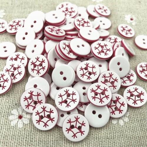 DIY 200pcs Resin buttons Snowflakes pattern sewing Scrapbooking 2-Holes crafts 13mm