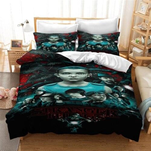 3D Printed Duvet Cover Set Stranger Things Horror Movie Bedding Set Bed Linen Bedclothes Home Textile Twin Full Queen King Size